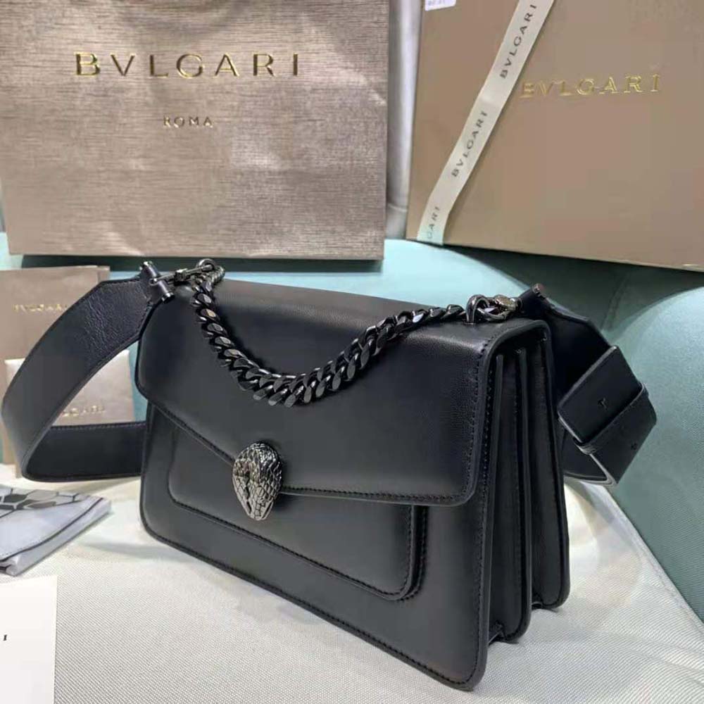 TÚI Bvlgari Women Serpenti Forever Crossbody Bag in Nappa Leather-Black
