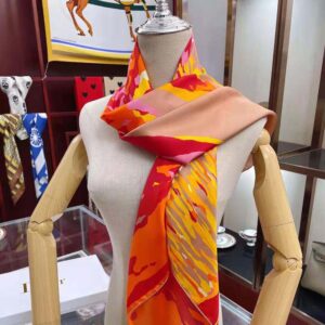 KHĂN Dior Women D-Wood Square Scarf Multicolor Silk Twill-Blue