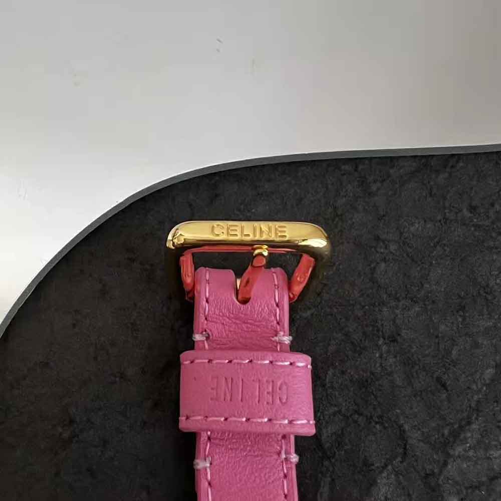 VÒNG TAY Celine Women Triomphe Multi Leather Bracelet in Brass with Gold Finish and Smooth Calfskin-Pink
