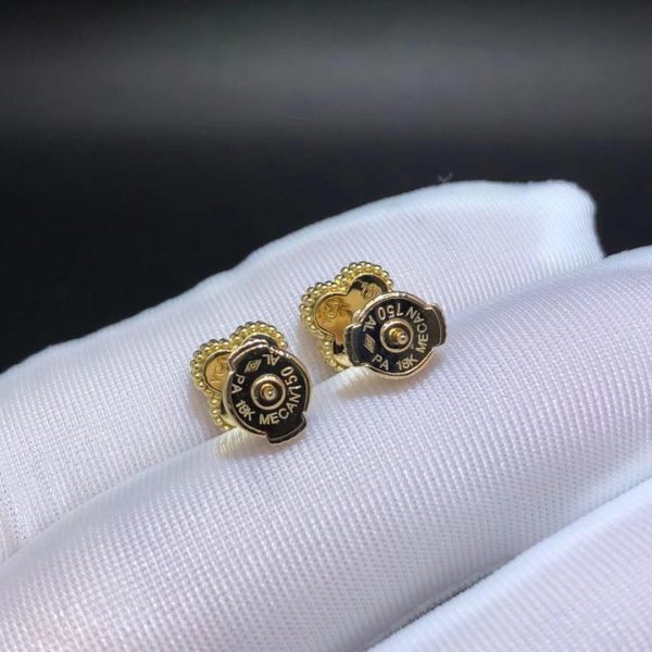 Bông tai Van Cleef & Arpels Black Onyx Alhambra vàng hồng 18K