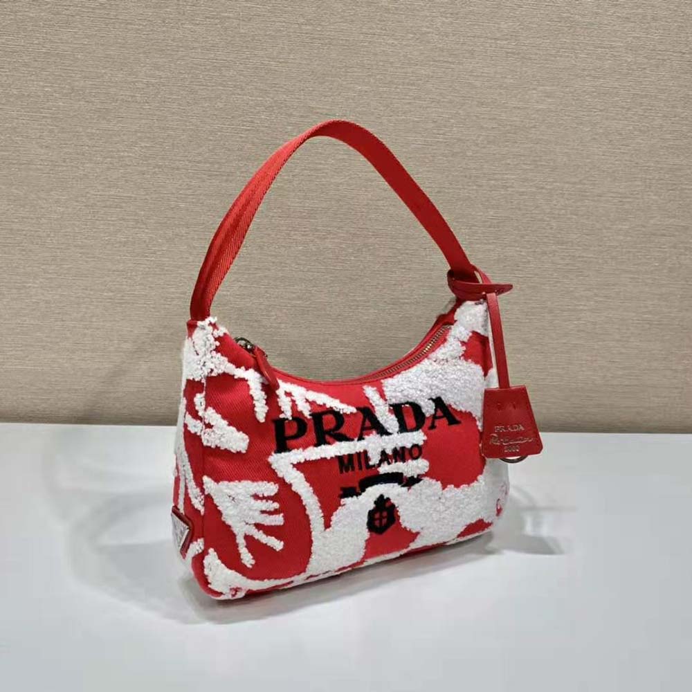 TÚI Prada Women Re-Edition 2006 Embroidered Drill Mini Bag-Red