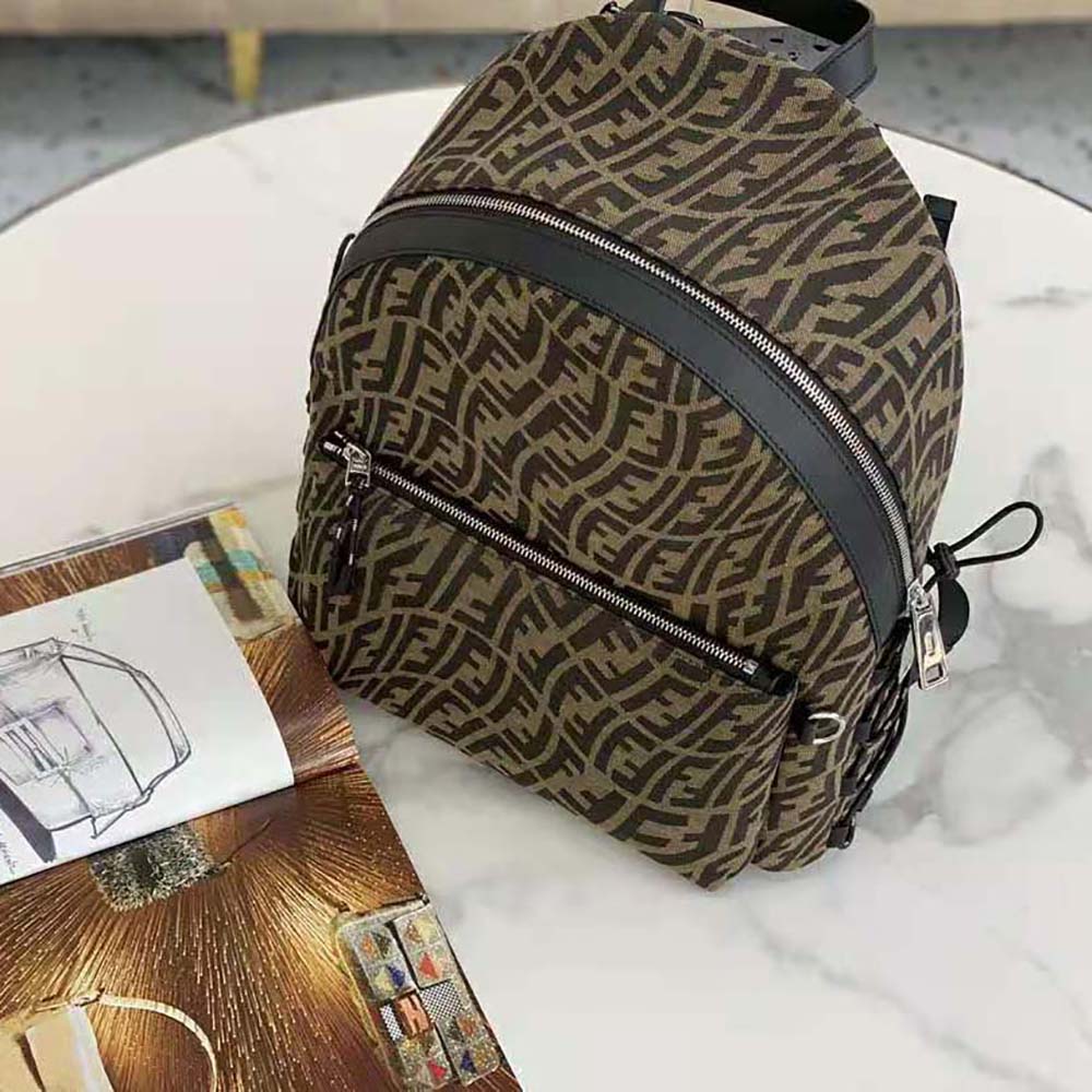 BALO FENDI Backpack in Brown FF Vertigo Fabric