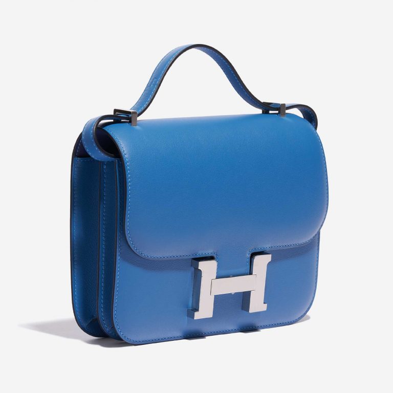 TÚI Hermès Constance 18 Swift Blue Mykonos Blue Encre Silver Buckle khóa trắng