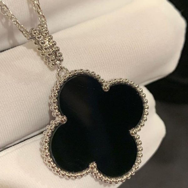 Vòng cổ Van Cleef & Arpels Black Onyx Magic Alhambra vàng trắng 18K