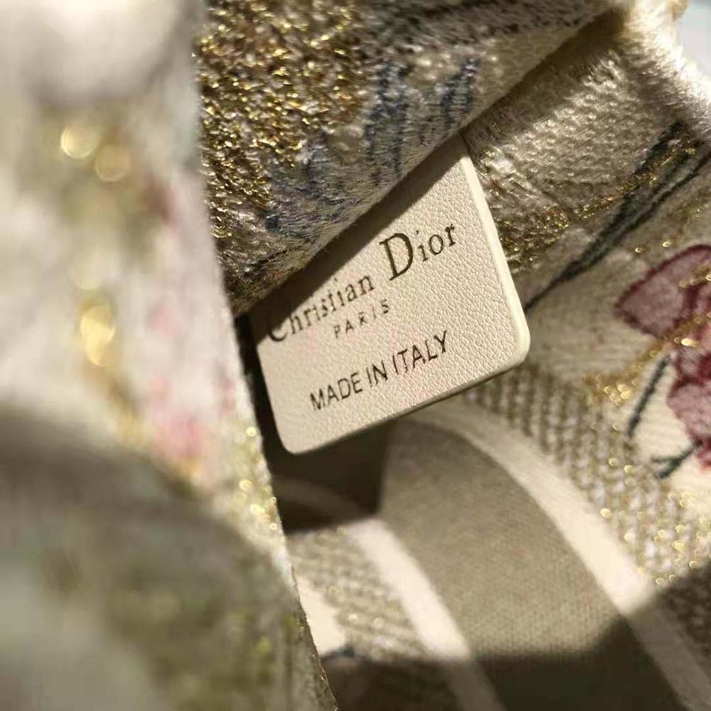 TÚI Dior Women Mini Dior Book Tote Multicolor Mille Fleurs Embroidery