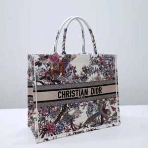TÚI Dior Women Small Dior Book Tote Latte Multicolor Dior Jardin D’Hiver Embroidery