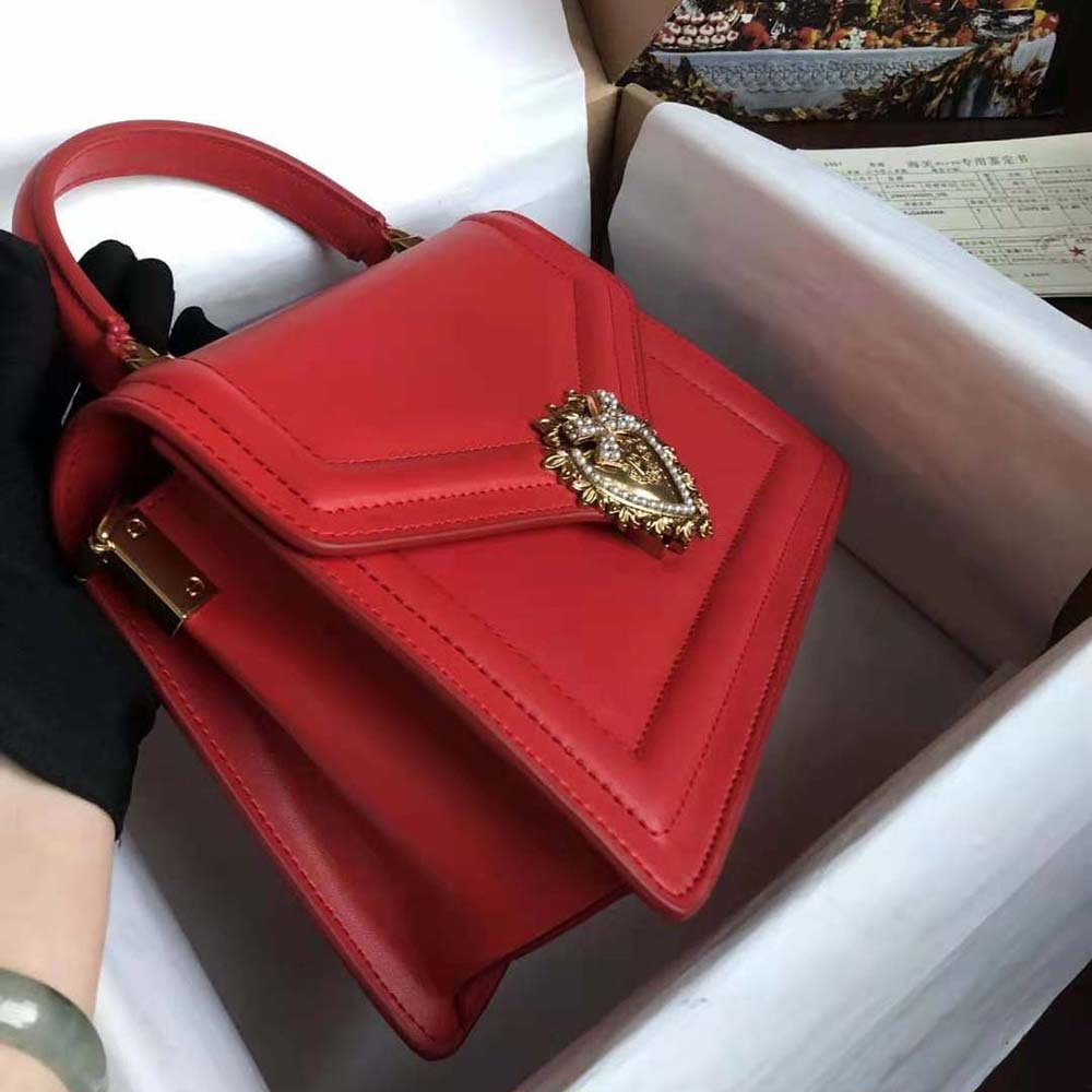 TÚI Dolce Gabbana D&G Women Small Smooth Calfskin Devotion Bag-Red