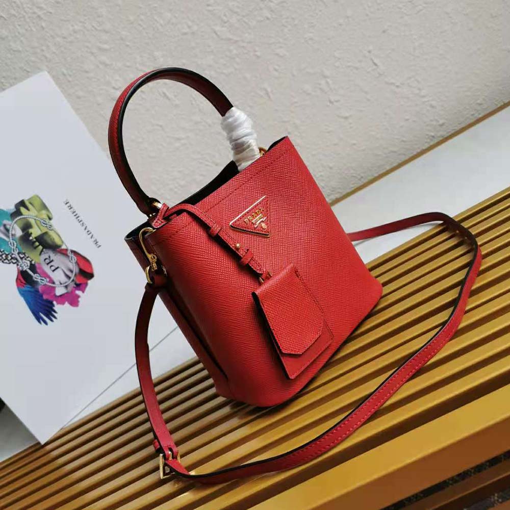 TÚI Prada Saffiano Leather Prada Panier Bag-Red