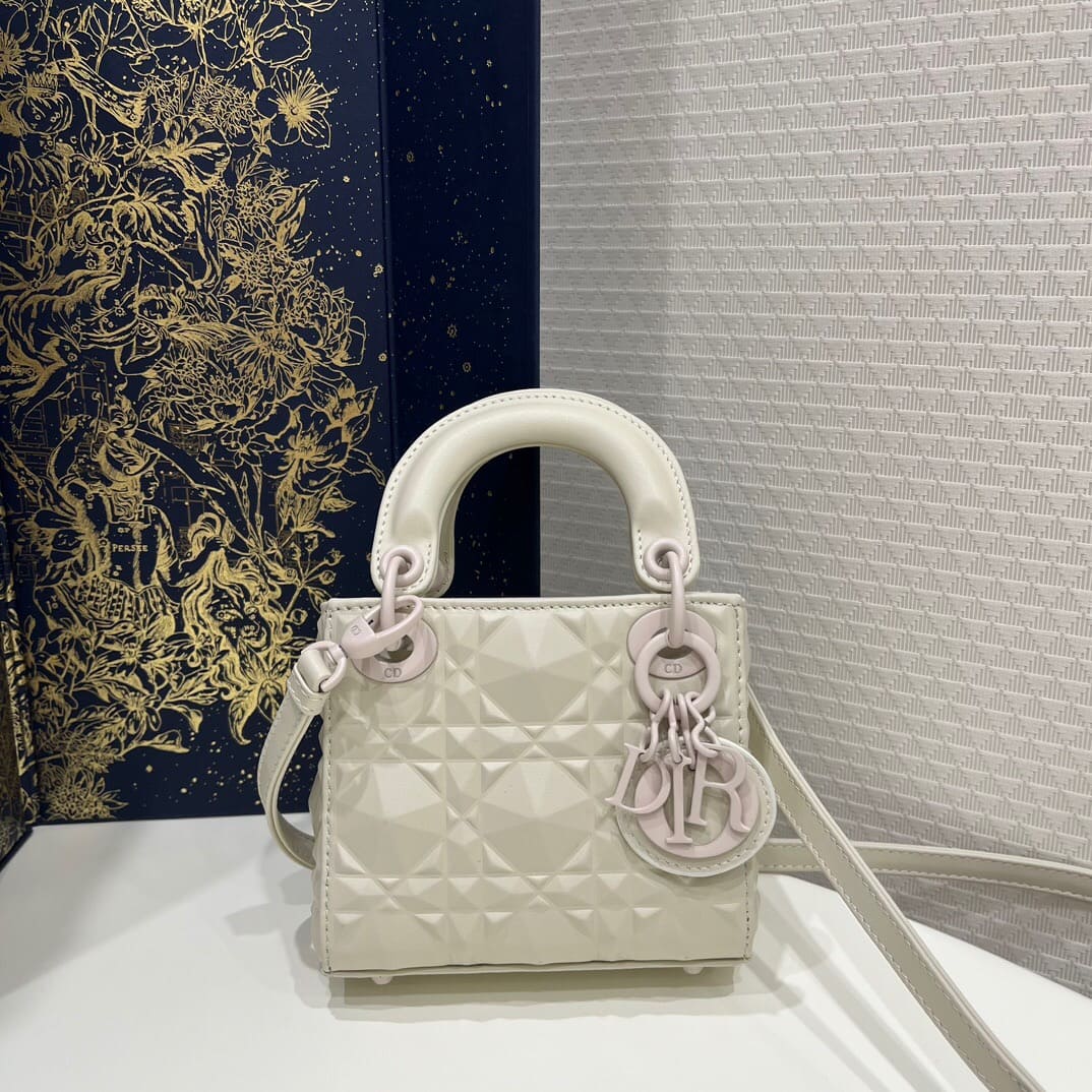 TÚI CHRISTIAN DIOR Micro Lady Dior my Abcdior Bag White Cannage Calfskin with Diamond Motif Top Quality