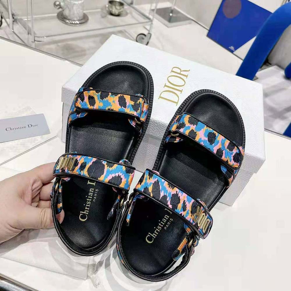 DÉP SANDAL DIOR Dioract Sandal Blue Multicolor Mizza Printed Silk