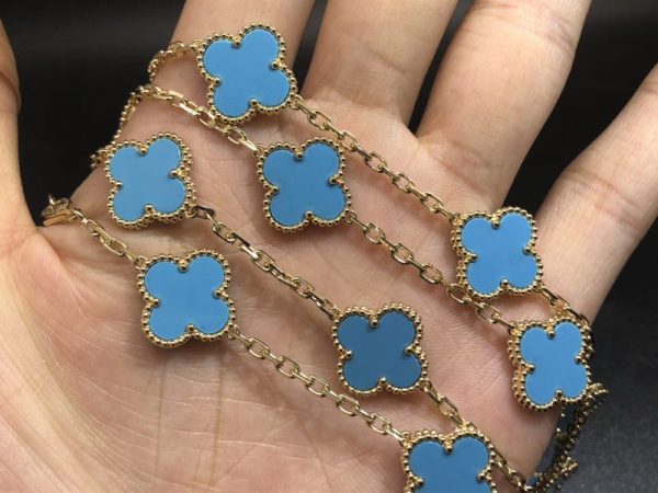 Vòng cổ Van Cleef & Arpels Alhambra Turquoise 20 Motif vàng hồng 18K