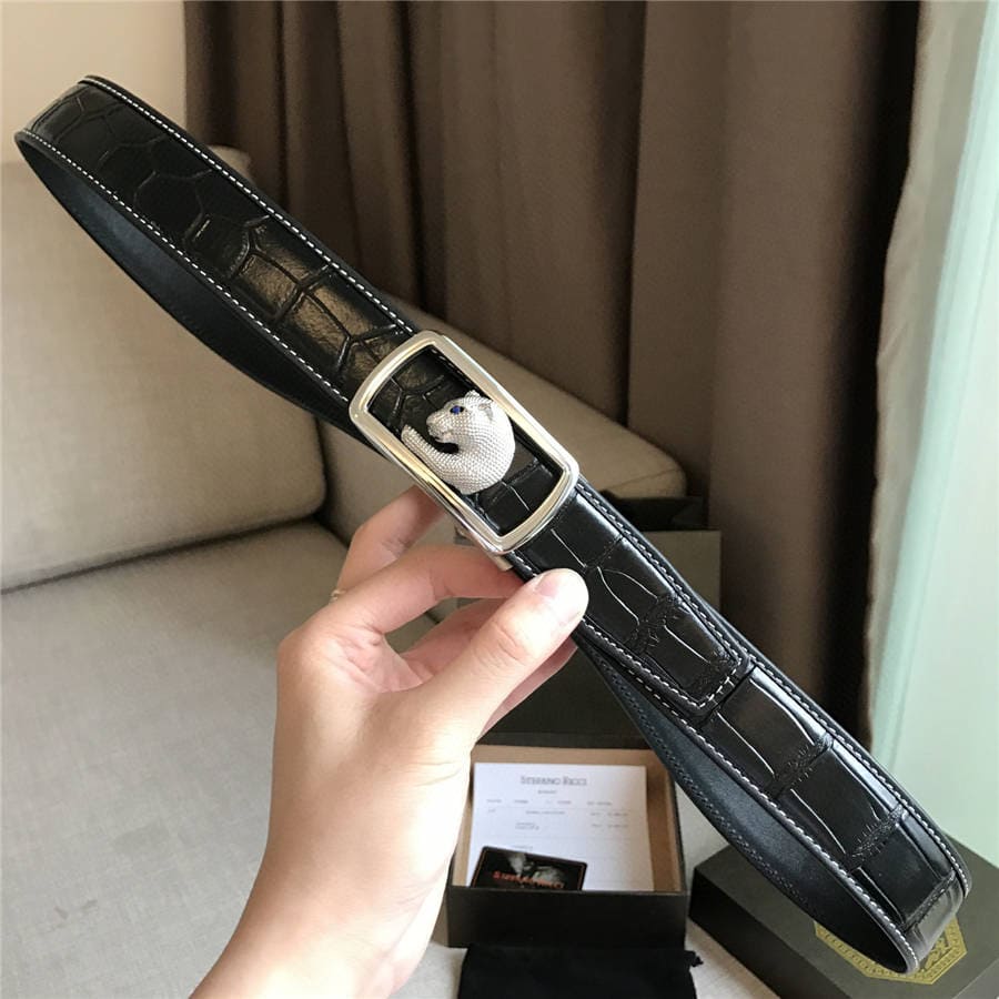DÂY LƯNG STEFANO RICCI CROCODILE LEATHER DA CÁ SẤU Belt Khóa bạc