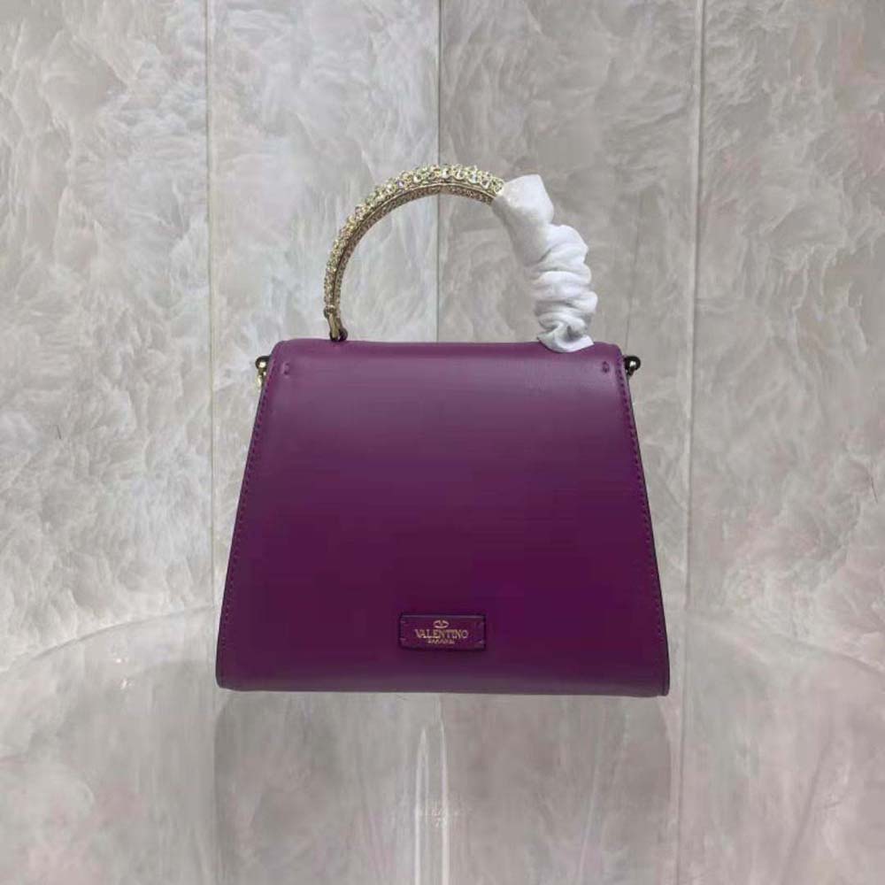 TÚI Valentino Women Small Vsling Calfskin Handbag with Jewel Handle-Purple