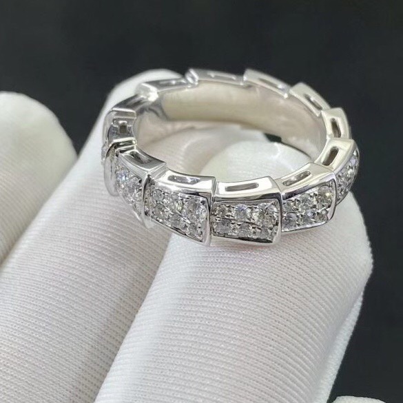 NHẪN BVLGARI SERPENTI VIPER RING WITH FULL DIAMOND WHITE GOLD 18K