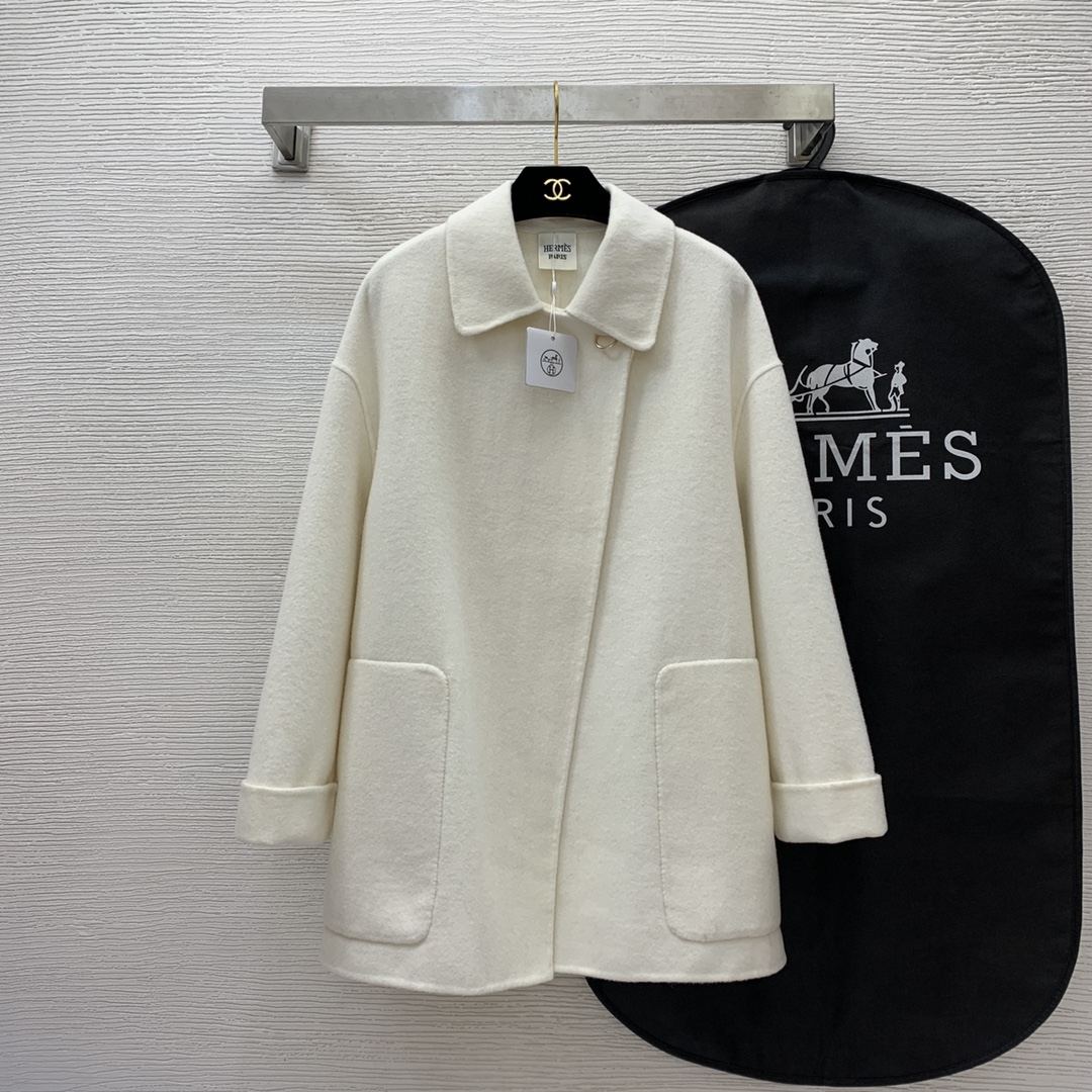 ÁO HERMES CASHMERE WHITE Jacket Top AAA