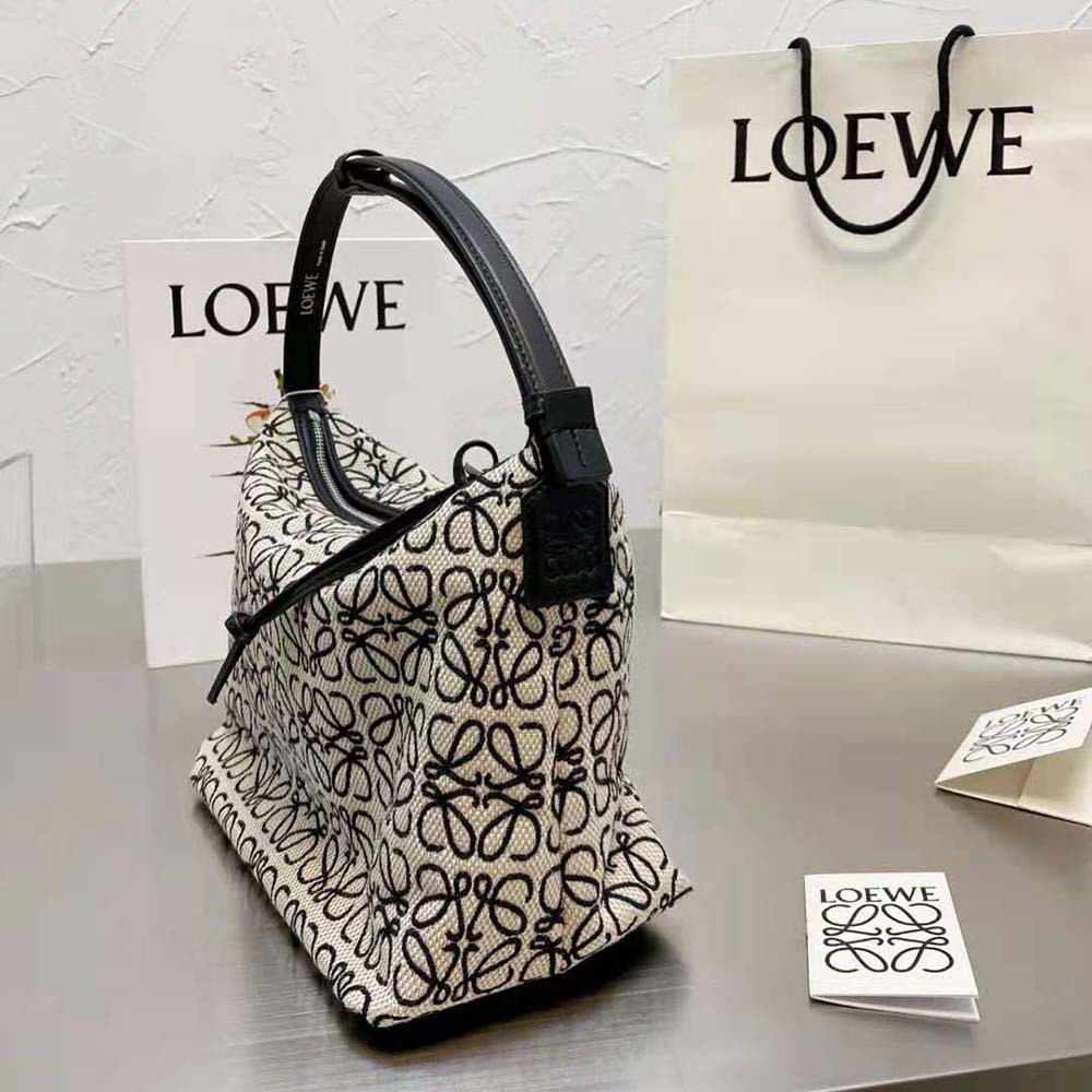 TÚI Loewe Cubi Bag in Anagram Jacquard and Calfskin