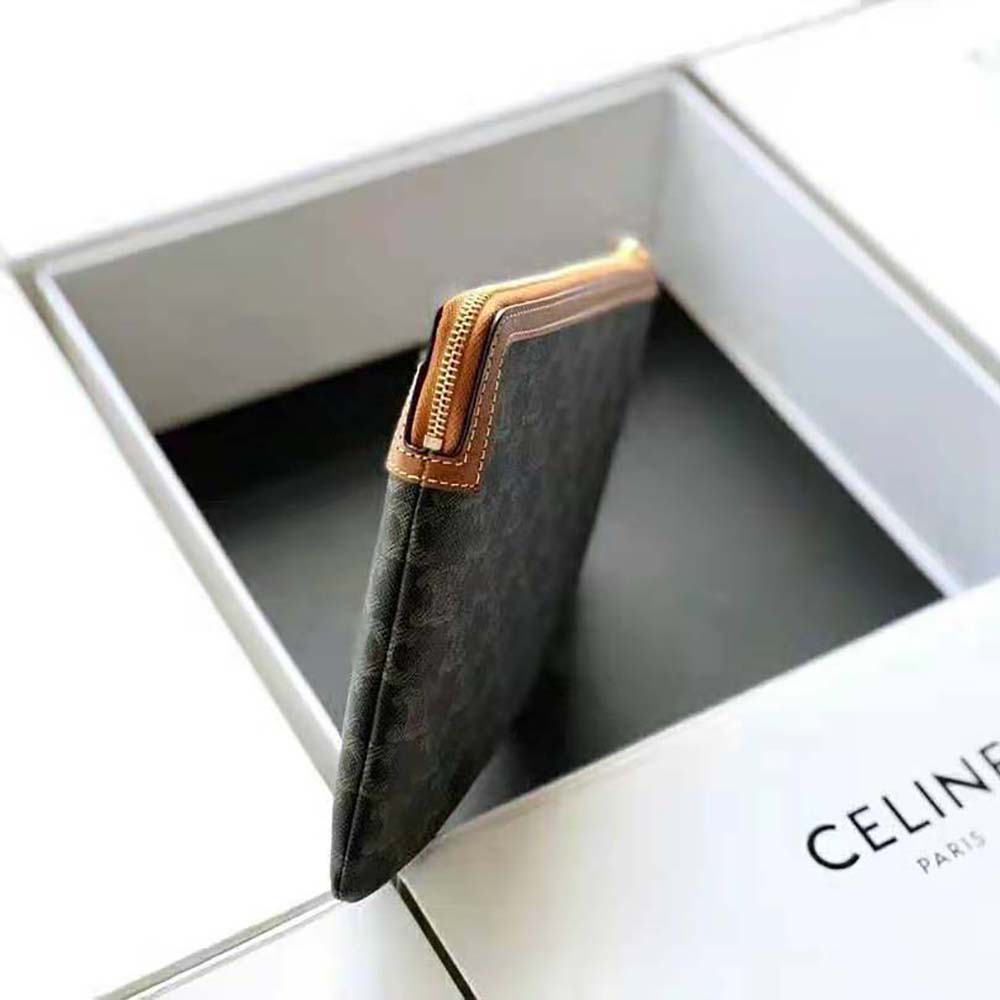 TÚI Celine Small Pouch in Triomphe Canvas and Lambskin