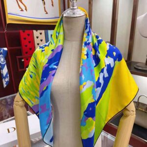 KHĂN Dior Women D-Wood Square Scarf Multicolor Silk Twill-Blue