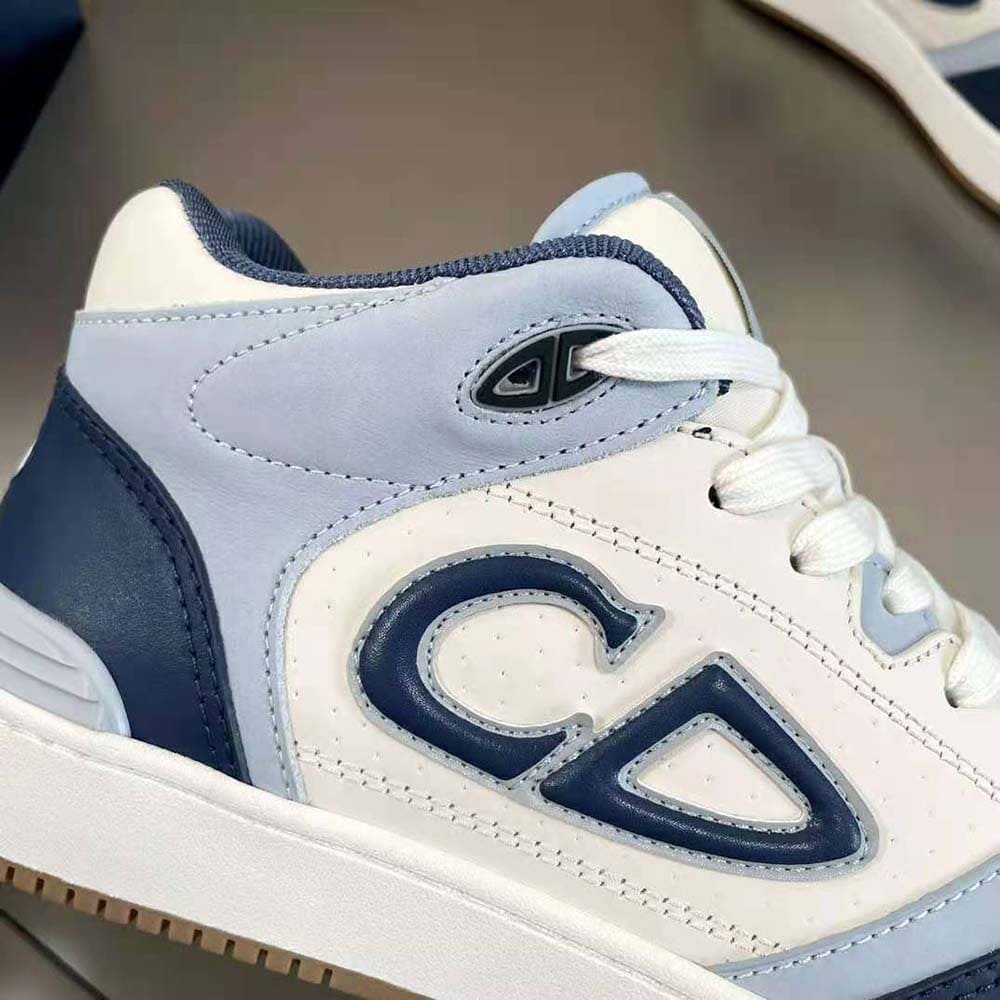 GIÀY DIOR B57 Mid-Top Sneaker Navy Blue and Cream Smooth Calfskin with Gray Suede