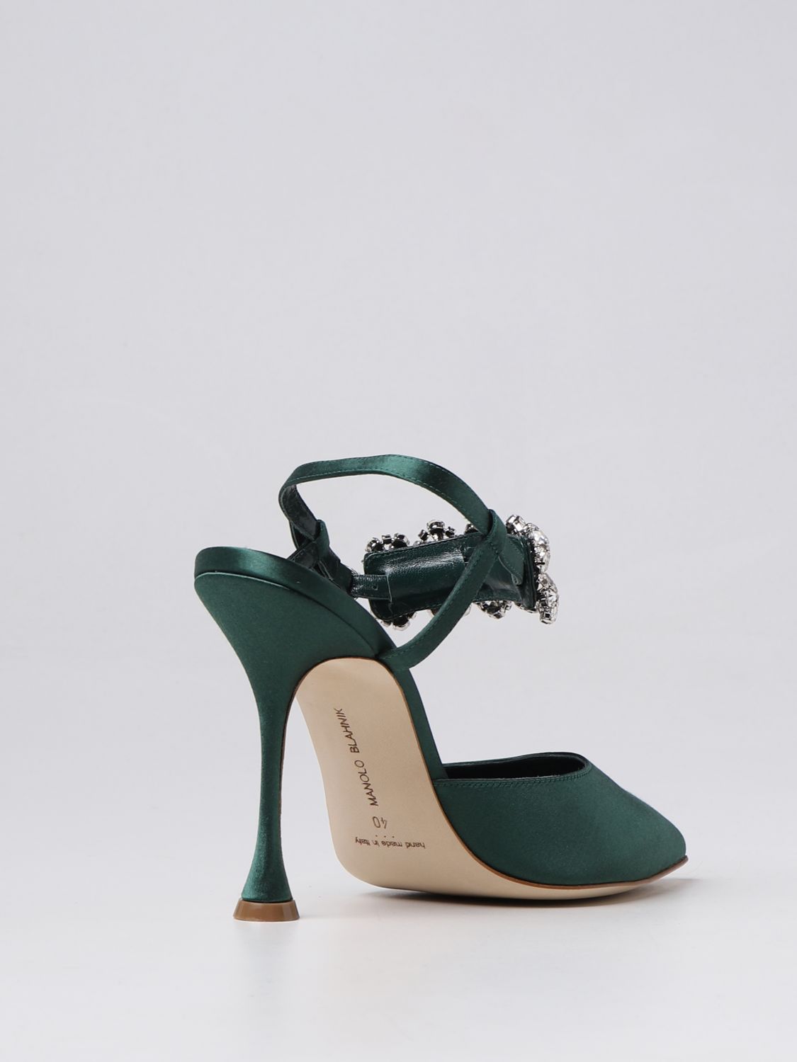 GIÀY MANOLO BLAHNIK Emerald satin high heel shoes