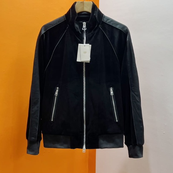ÁO TOM FORD BLACK VELVET LEATHER JACKET