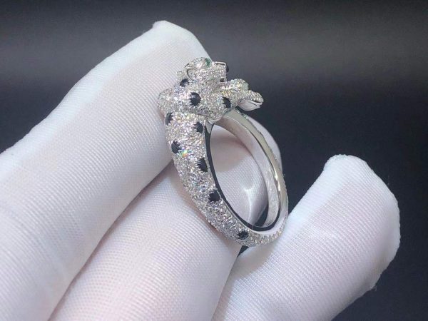 Nhẫn Cartier Panthère de Cartier đính kim cương,Onyx vàng trắng 18K
