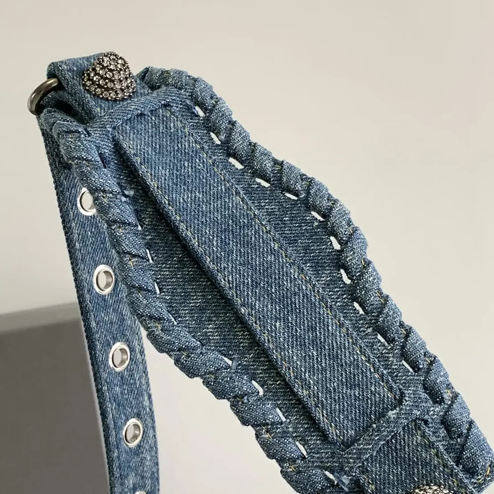 TÚI Balenciaga Women Neo Cagole City Handbag Denim with Rhinestones in Blue