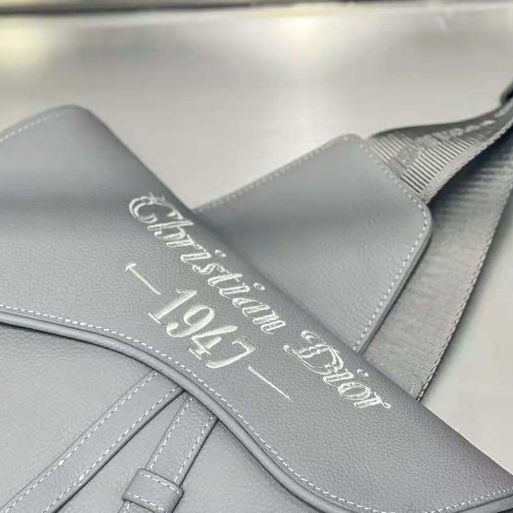TÚI Dior Saddle Bag Dior Gray Grained Calfskin with Christian Dior 1947 Signature
