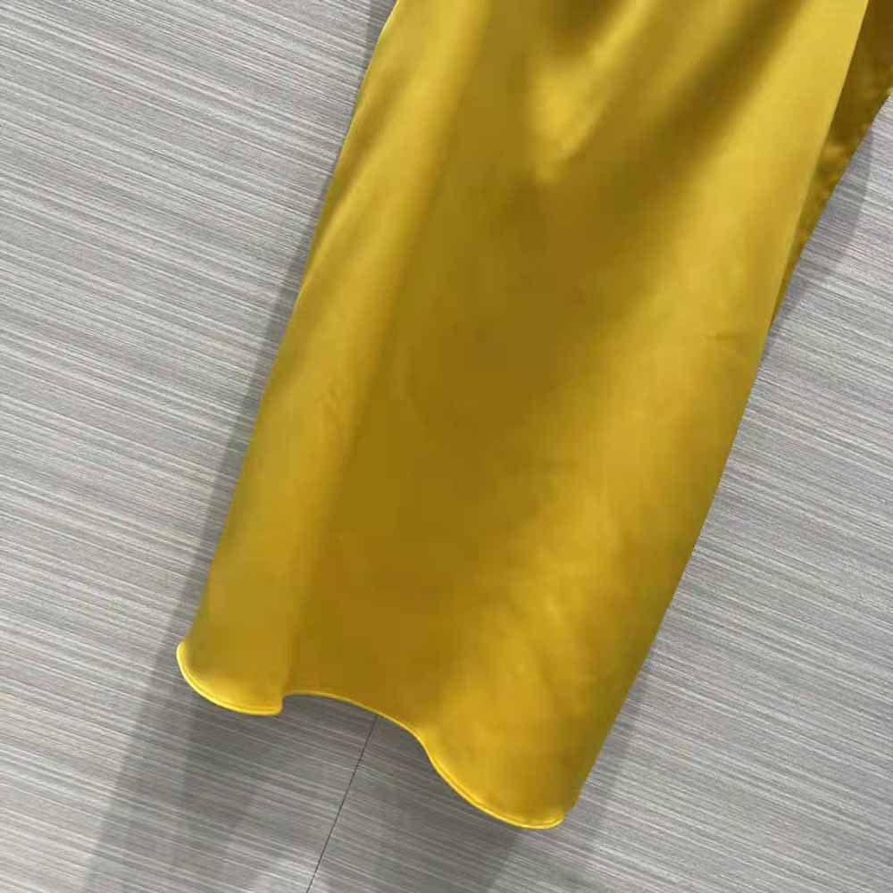 Váy Prada Crepe Satin Mini-Dress with Belt-Yellow