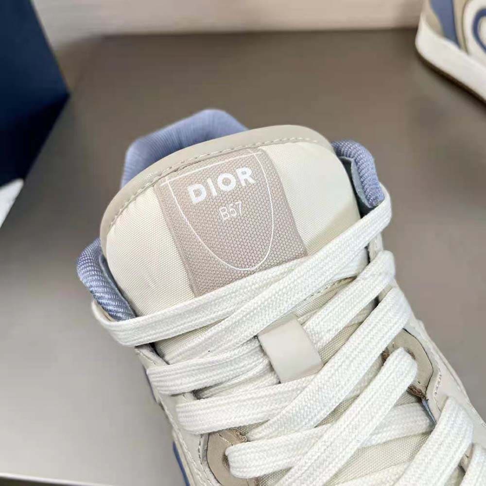 GIÀY DIOR B57 Mid-Top Sneaker Blue and Cream Smooth Calfskin and Beige Suede