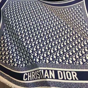 KHĂN Dior Women Dior Oblique Square Scarf Navy Blue Silk Twill