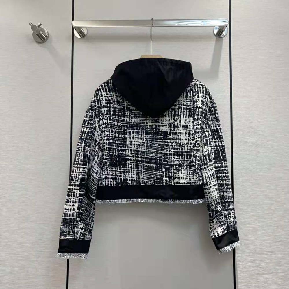 ÁO Prada Women Printed Fabric and Re-Nylon Jacket-Black