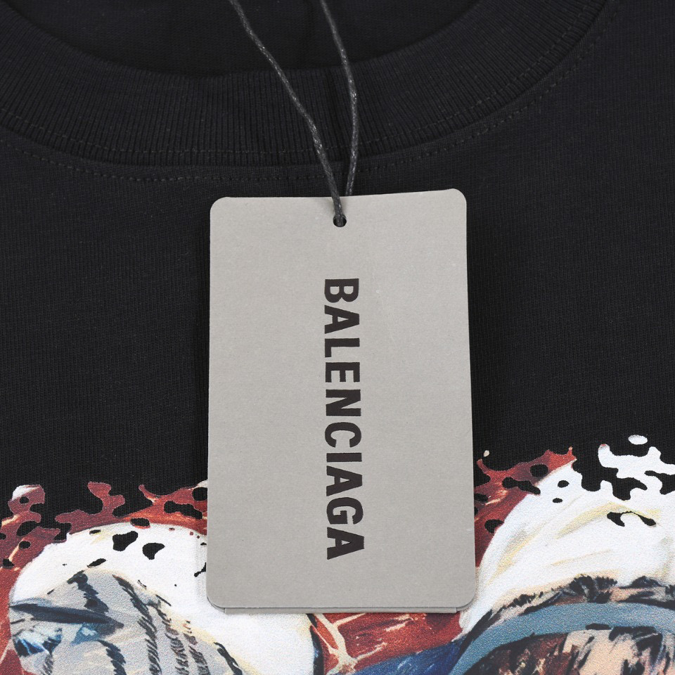 ÁO BALENCIAGA print cotton jersey T-shirt