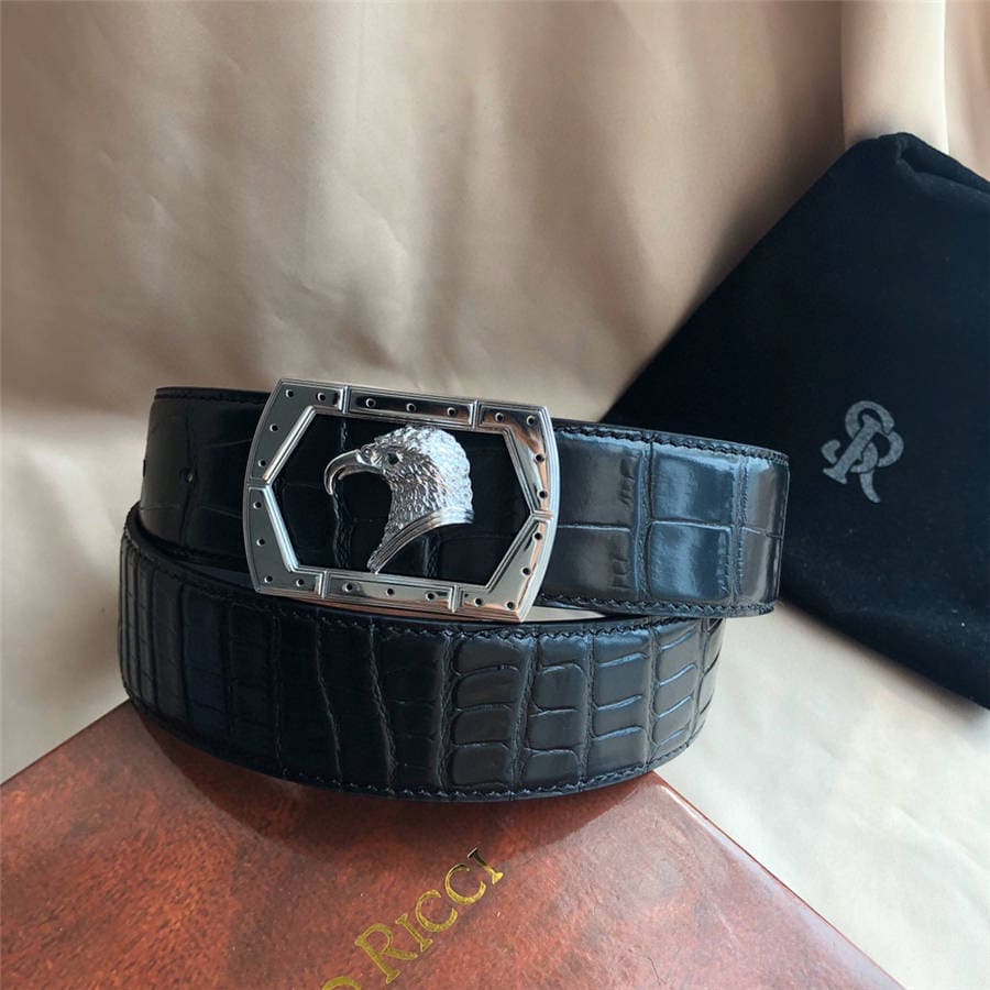 DÂY LƯNG STEFANO RICCI CROCODILE LEATHER DA CÁ SẤU Belt Khóa bạc