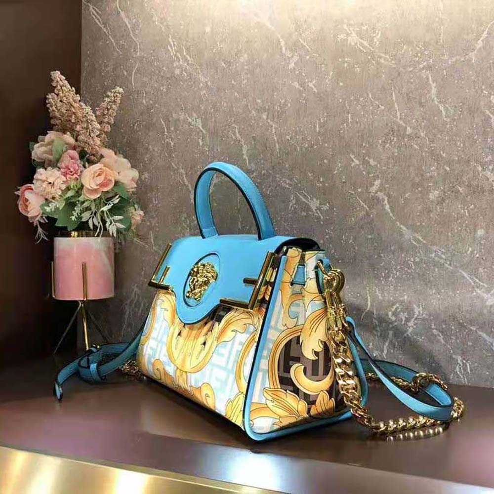 TÚI Fendi Women Fendace La Medusa Medium Handbag-Blue