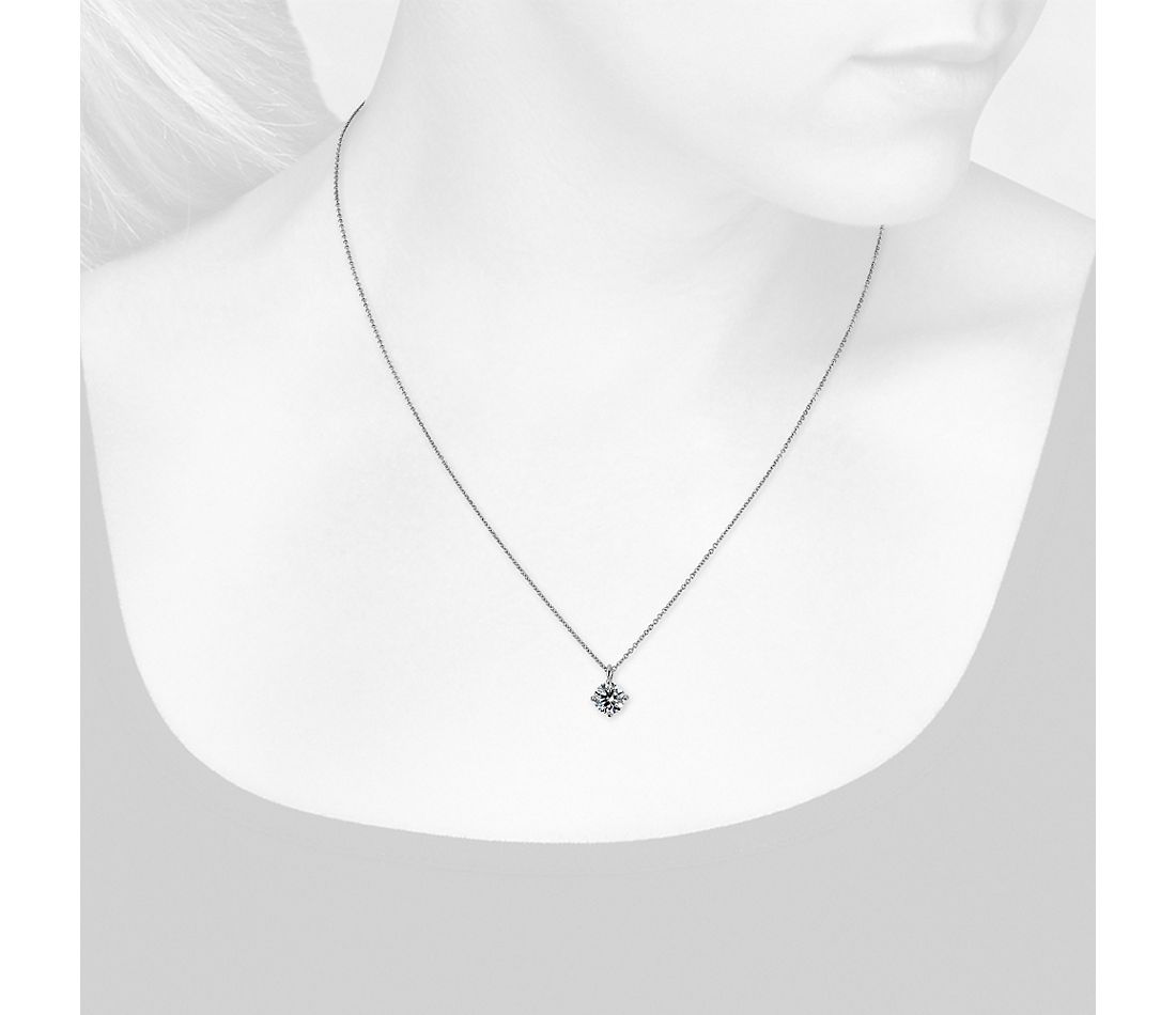Dây chuyền vàng trắng 18K Au750 Moissanite Diamond  Round Solitaire Pendant Necklace