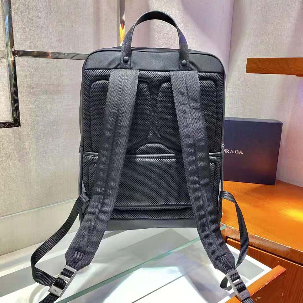BALO Prada Re-Nylon and Saffiano Leather Backpack-Black