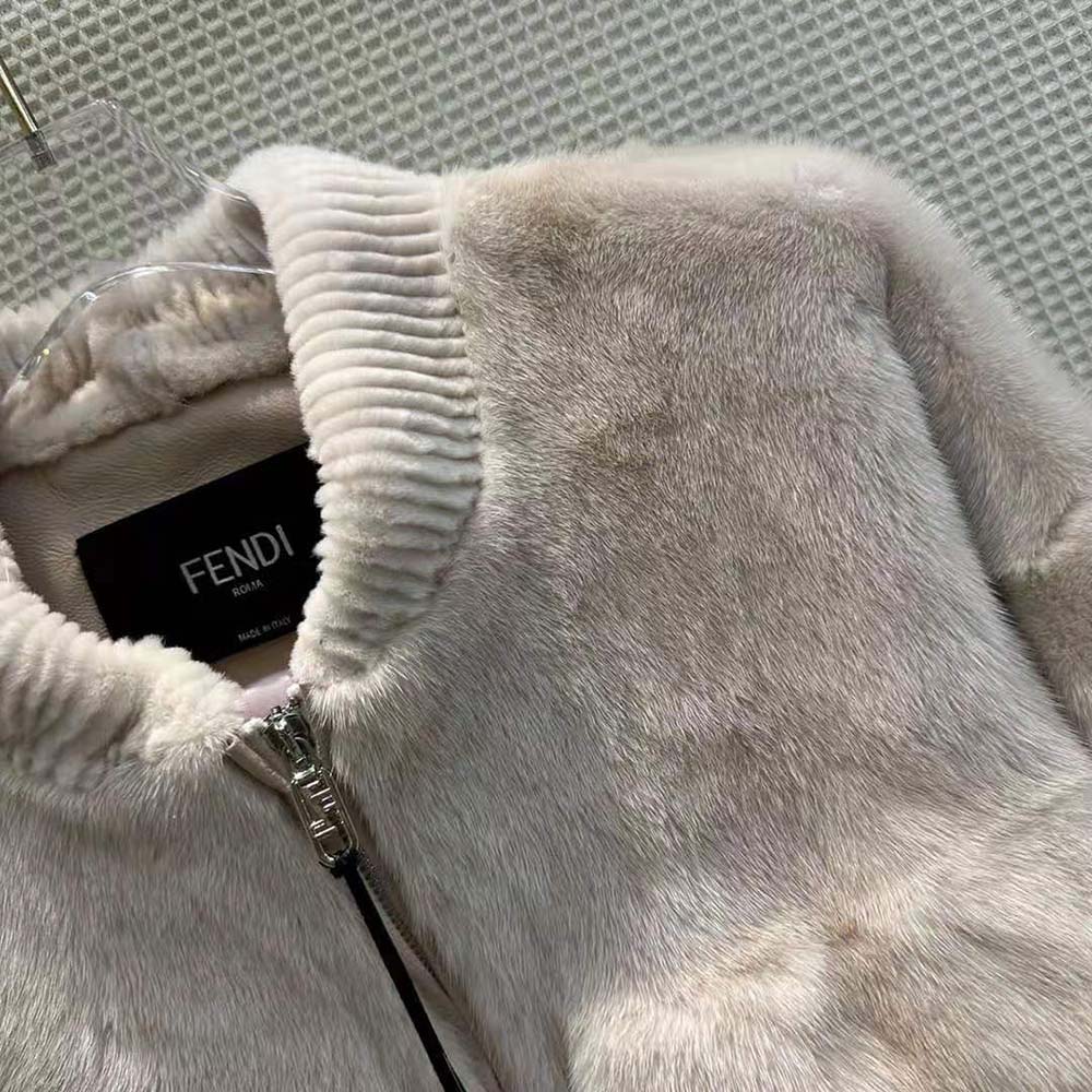 ÁO Fendi Women Pink Mink Bomber Jacket