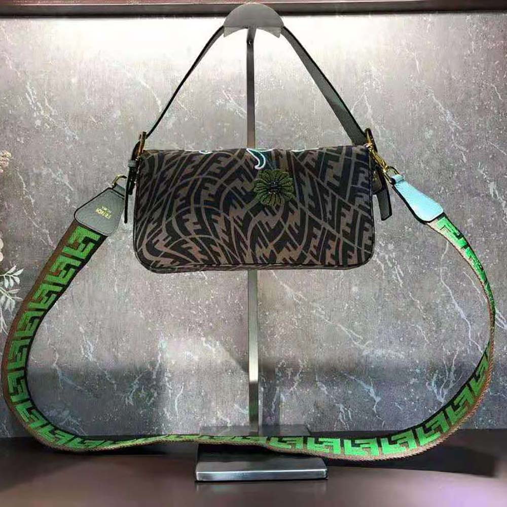 TÚI Fendi Baguette 1997 FF Vertigo Jacquard Bag with Embroidery