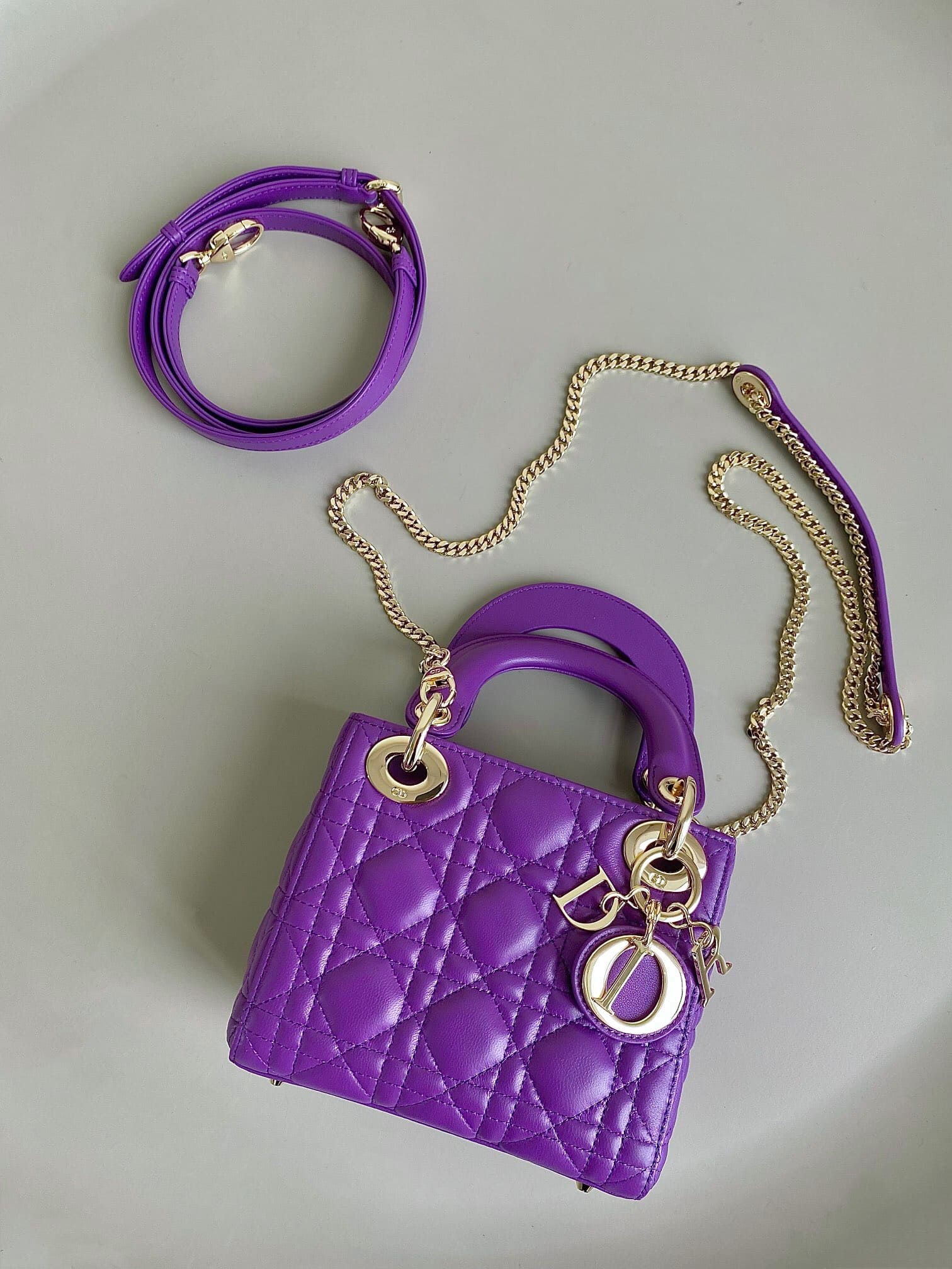 TÚI CHRISTIAN DIOR Lady Dior Bag Purple Cannage Lambskin