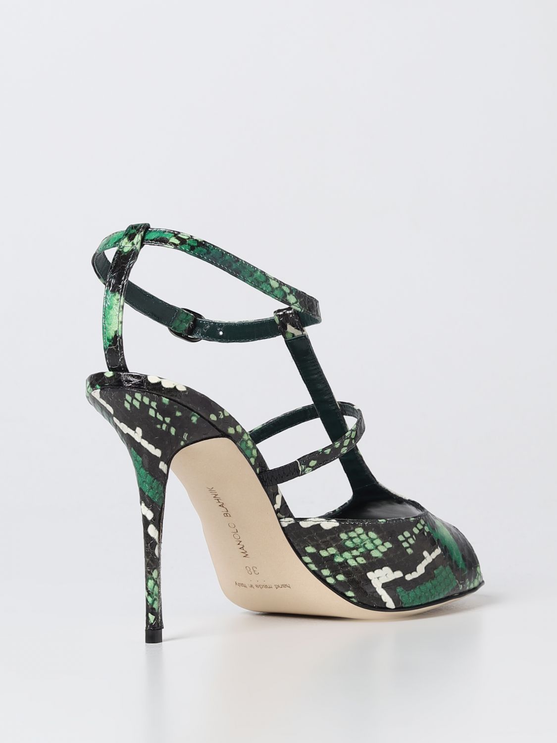 GIÀY MANOLO BLAHNIK Python heeled sandals shoes