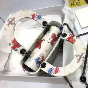 TÚI Dior Women Mini Lady Dior Bag Latte Multicolor Dior Pixel Zodiac Printed Calfskin