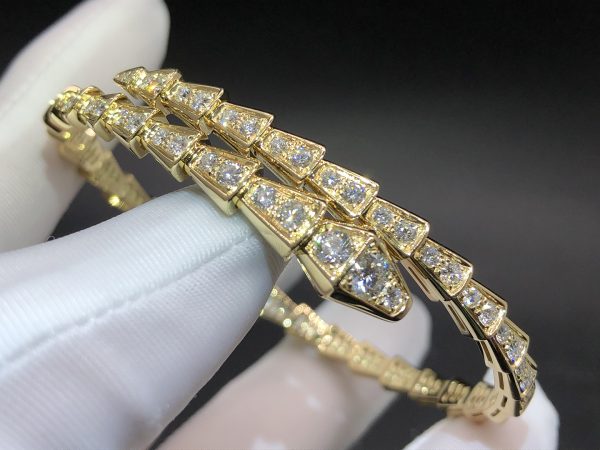 Vòng tay BVLGARI Serpenti Viper Full kim cương vàng vàng 18K