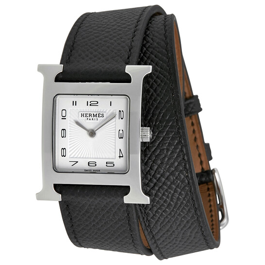 ĐỒNG HỒ HERMES H Hour White Dial Black Leather Ladies Watch