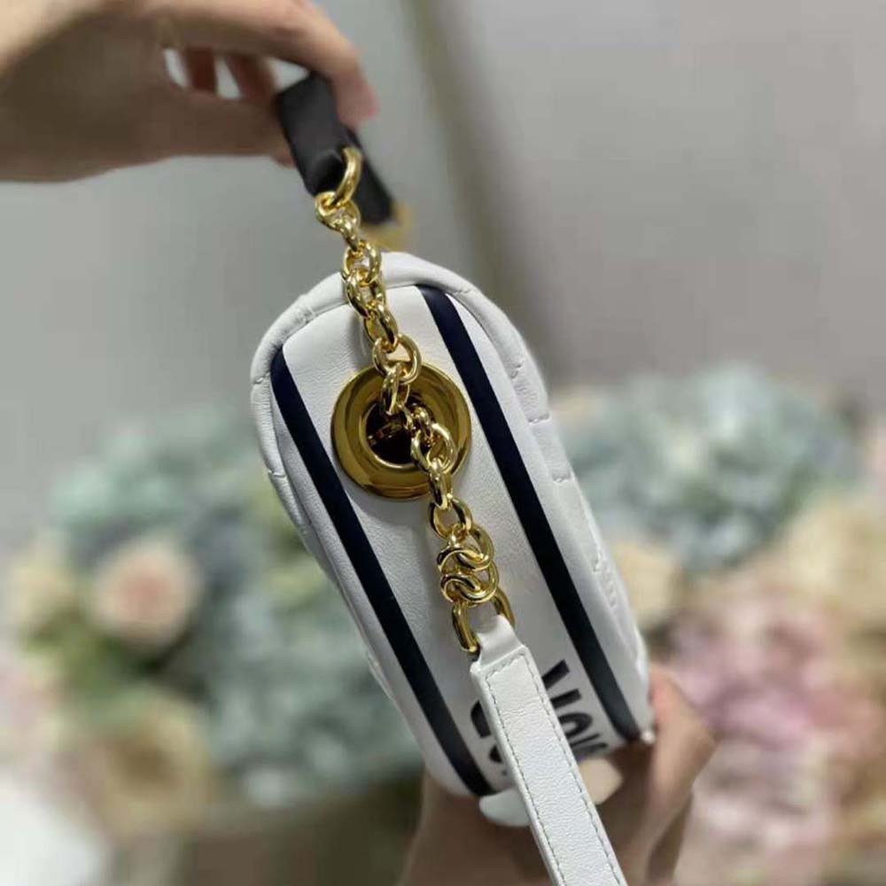 TÚI Dior Women Small Dior Vibe Hobo Bag White Cannage Lambskin