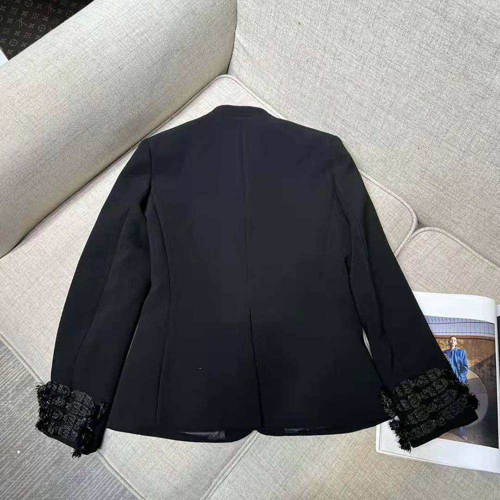 ÁO Dior Women Brandenburg Fitted Jacket Black Wool and Silk