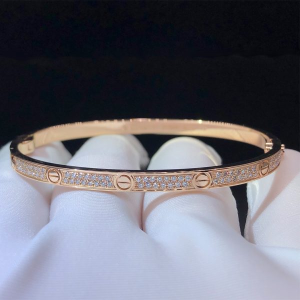 Vòng tay Cartier Love 177 Viên Kim Cương Mẫu Nhỏ vàng hồng 18K