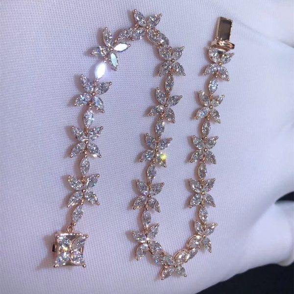 Vòng tay Tiffany & Co Victoria Cluster Marquise Diamonds Vàng hồng 18K