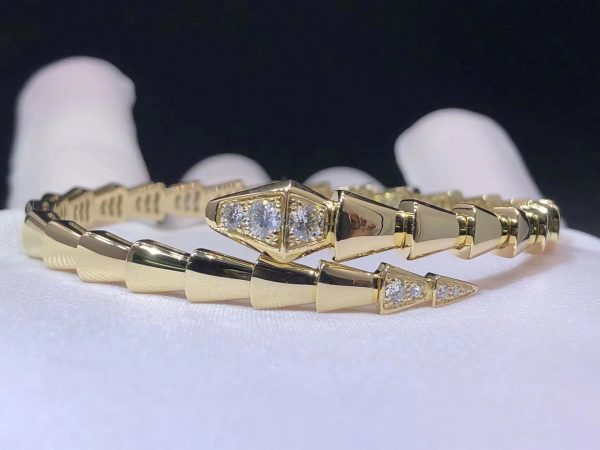 Vòng tay BVLGARI Serpenti Viper KIn cương  Demi-pavé vàng vàng 18K