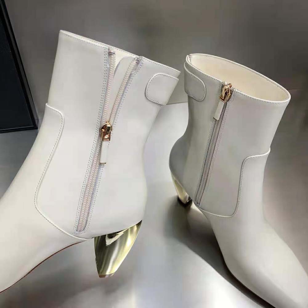 Giày Dior Women Rhodes Heeled Ankle Boot White Supple Calfskin